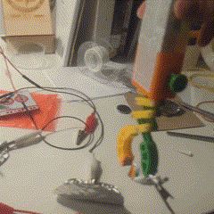 Continuing with the claw, I tried and played around with the arcade claw machine game like experience. It could have been done on a computer, showing randomly what you won or maybe offering a free (re-play) play.